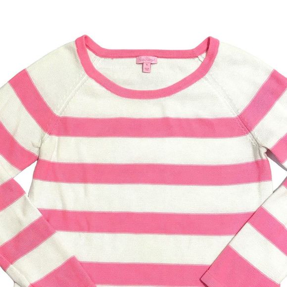 Lilly Pulitzer Paige Stripe Sweater Pink White , size XL - Picture 6 of 9